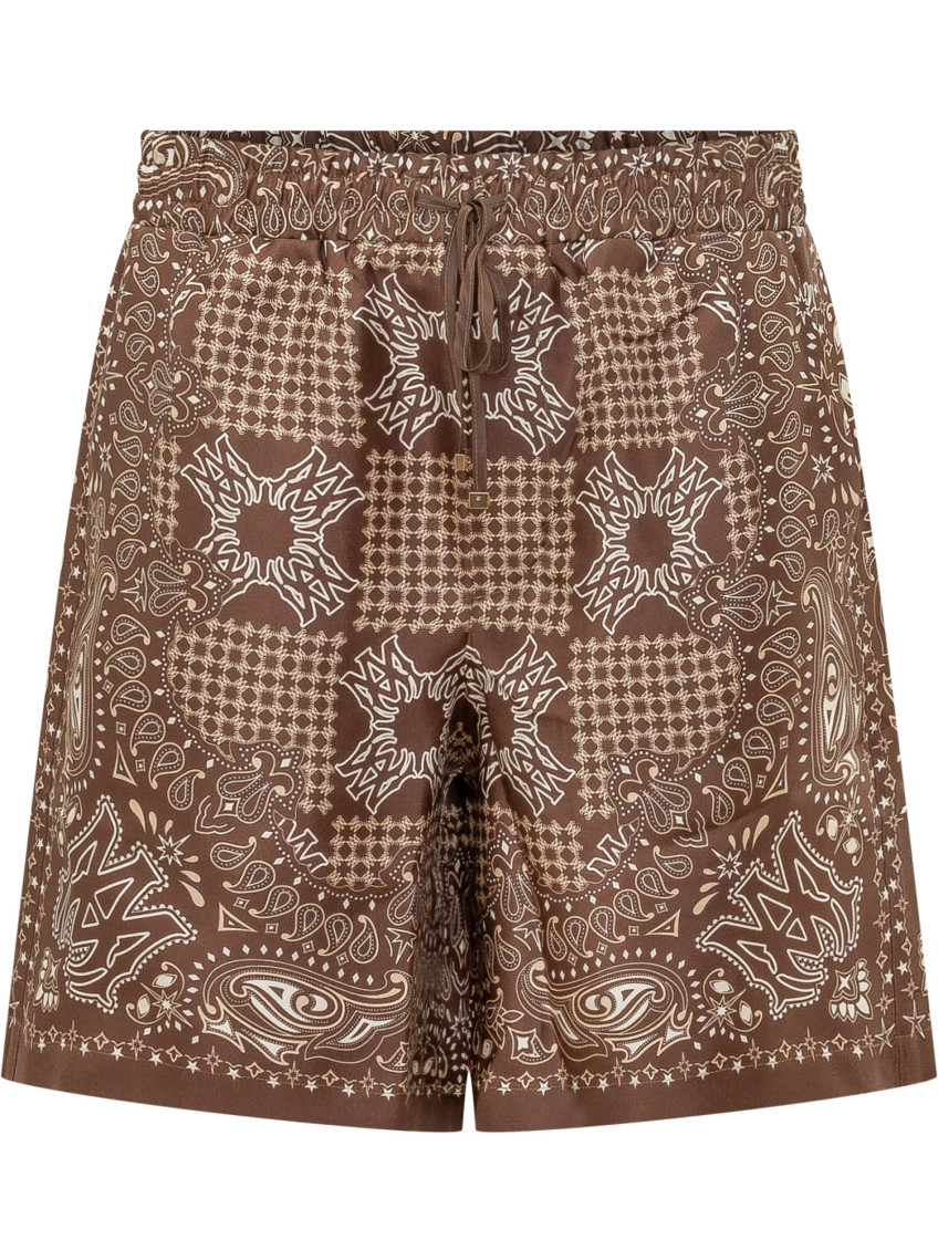 Brown Paisley Print Shorts