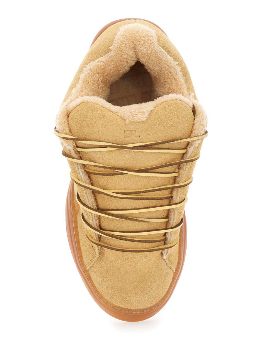 'Vamp Skate' Brown Low Top Sneakers With Contrasting Sole In Suede Man