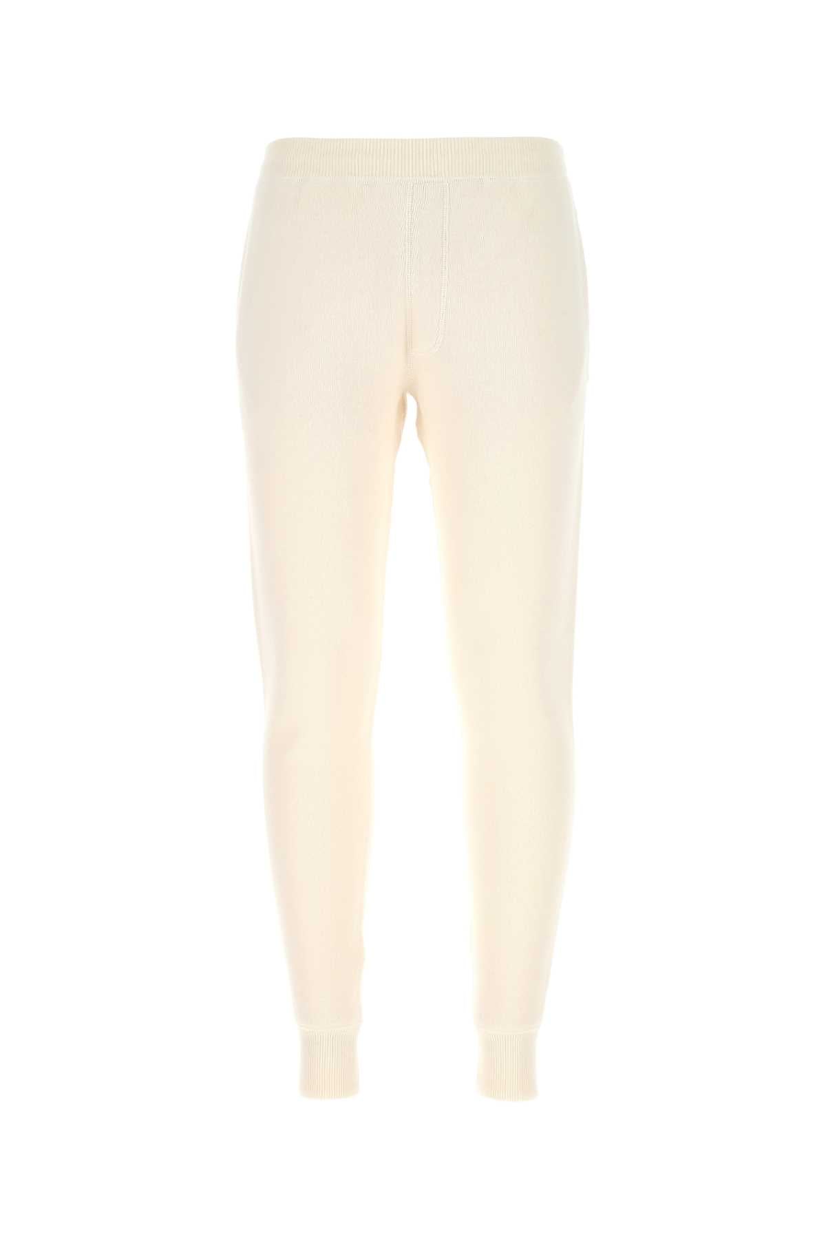 Stretch Cashmere Blend Joggers — White