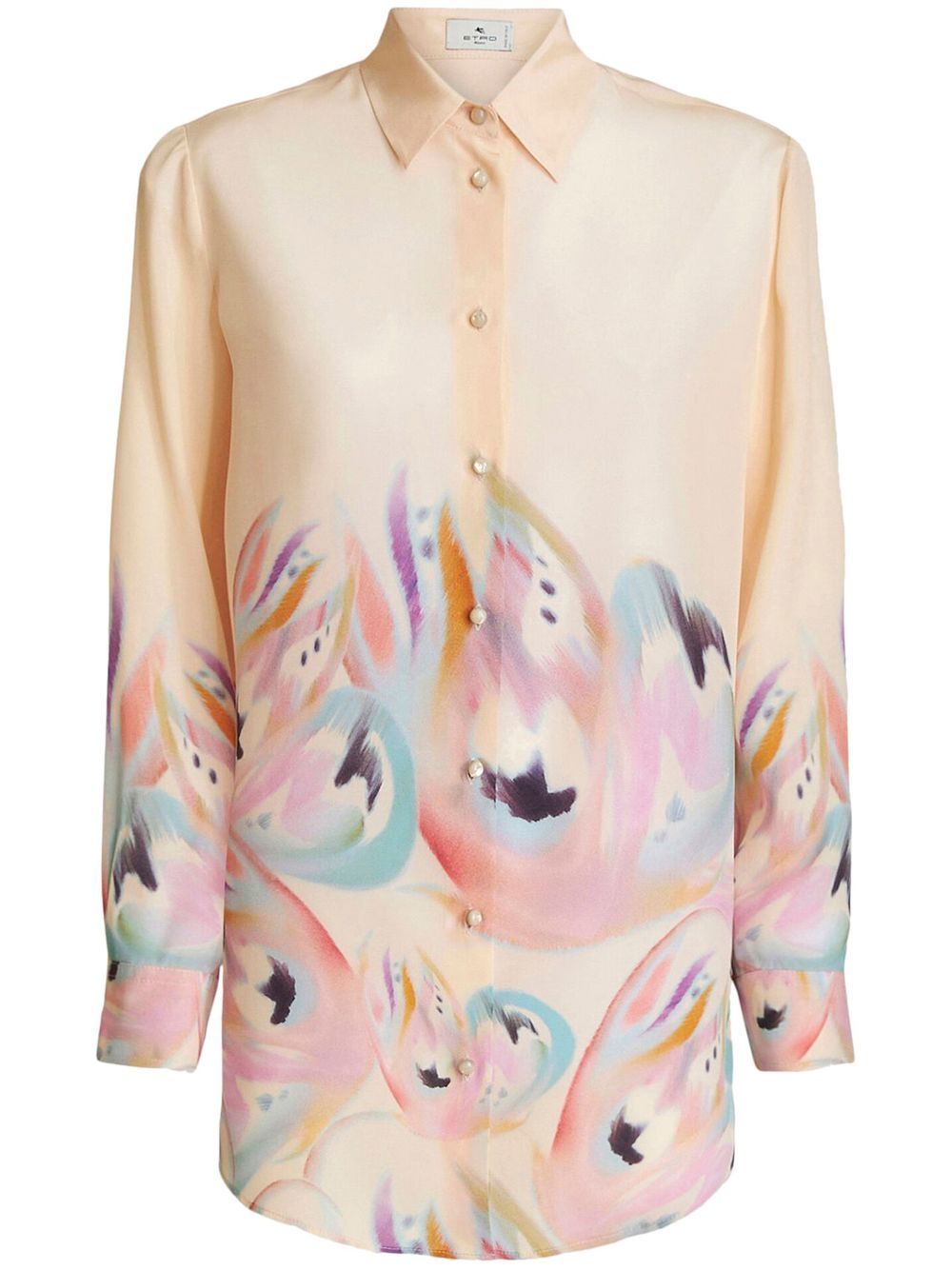 Painterly-print silk shirt - Neutrals