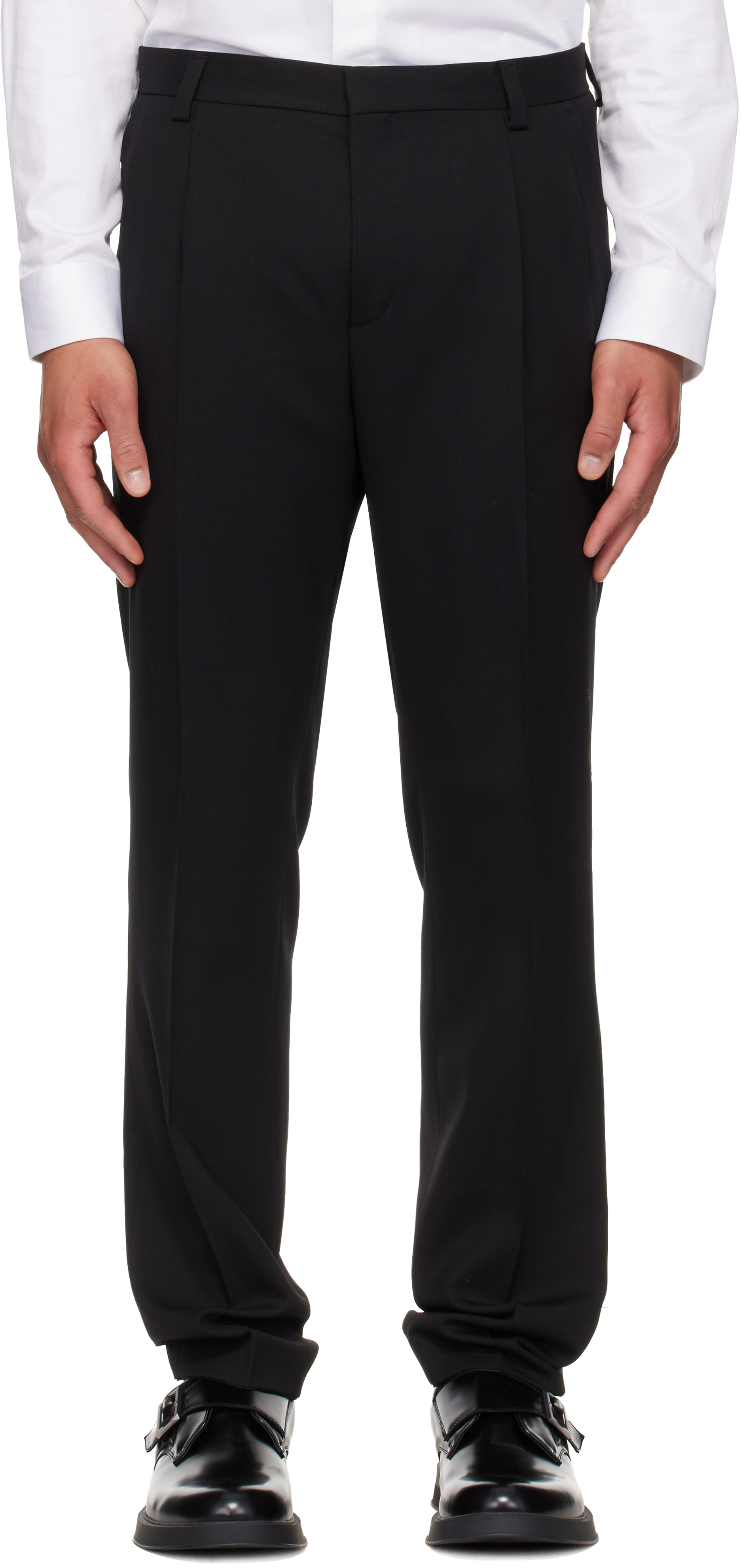 Black Extra-Slim-Fit Wool-Blend Twill Trousers