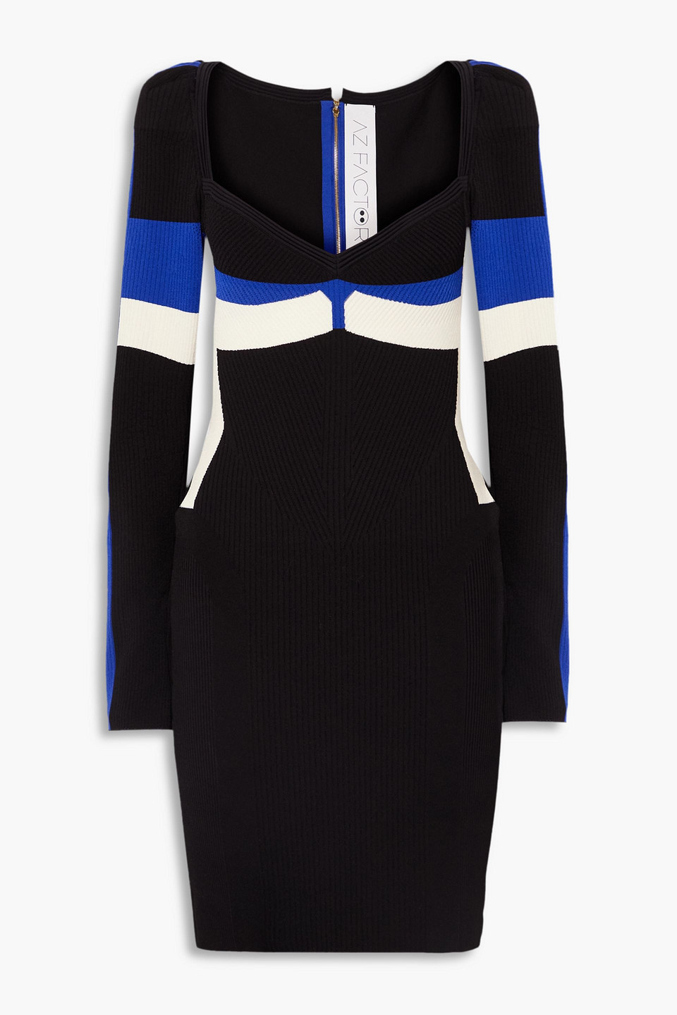 Your Body color-block ribbed-knit mini dress - Black - M