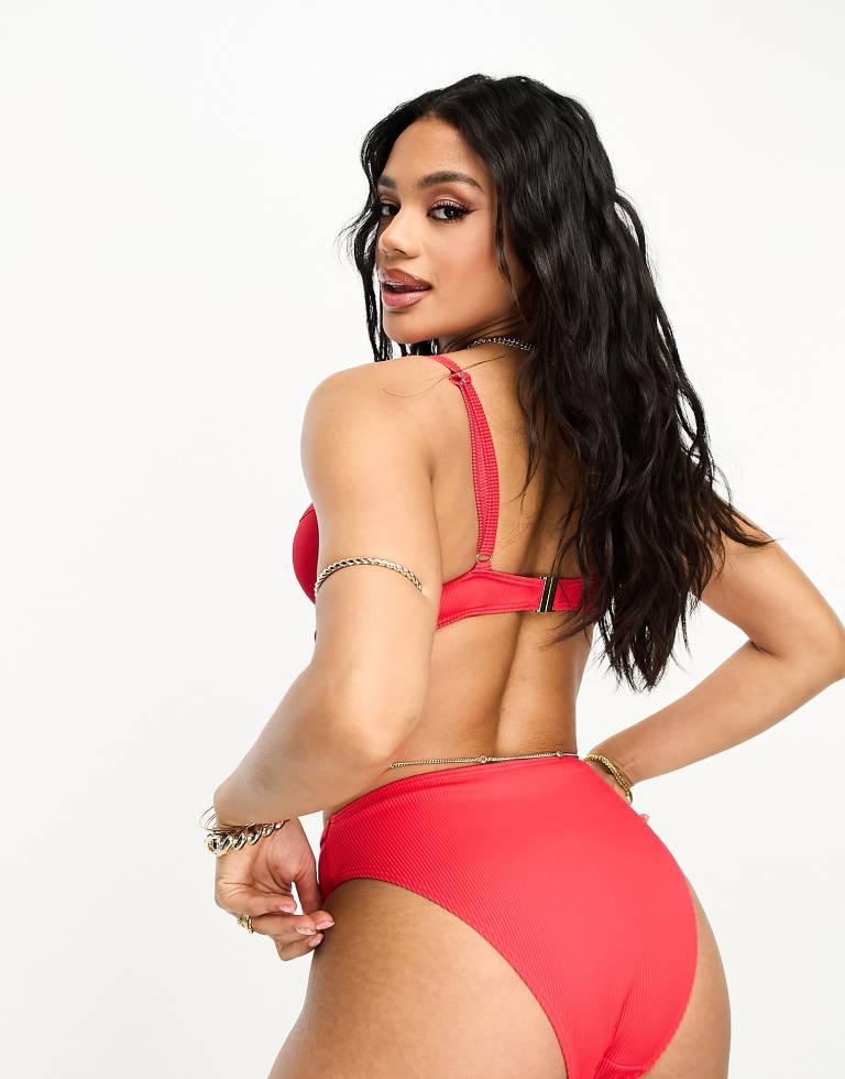 Ann Summers Womens riviera high waist bikini bottom in red