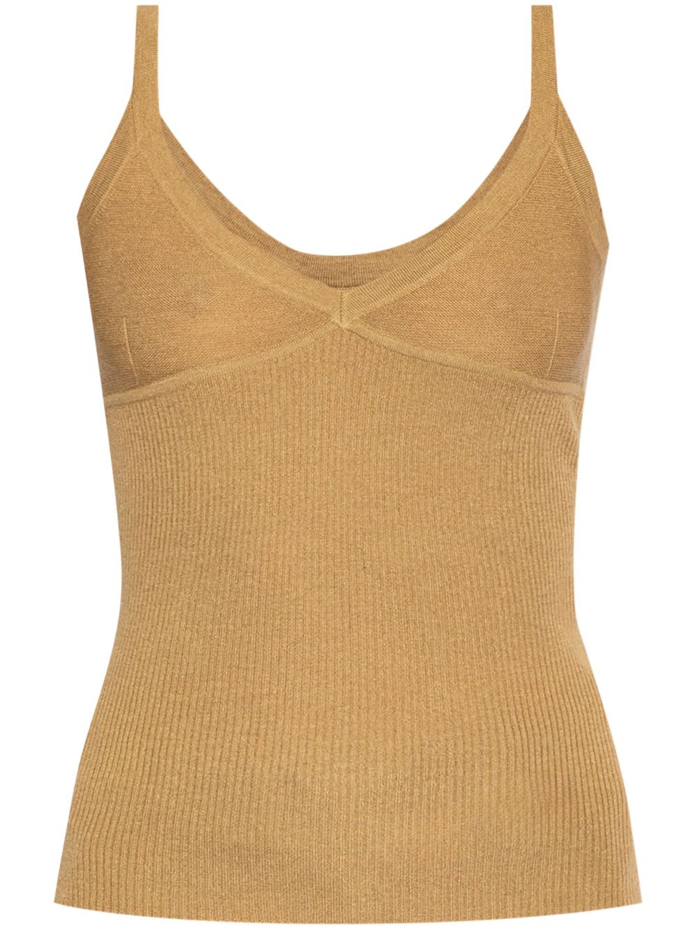 Sleeveless knitted top - Brown