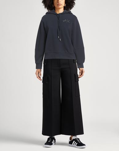 Woman Sweatshirt Navy Size M Cotton, Elastane