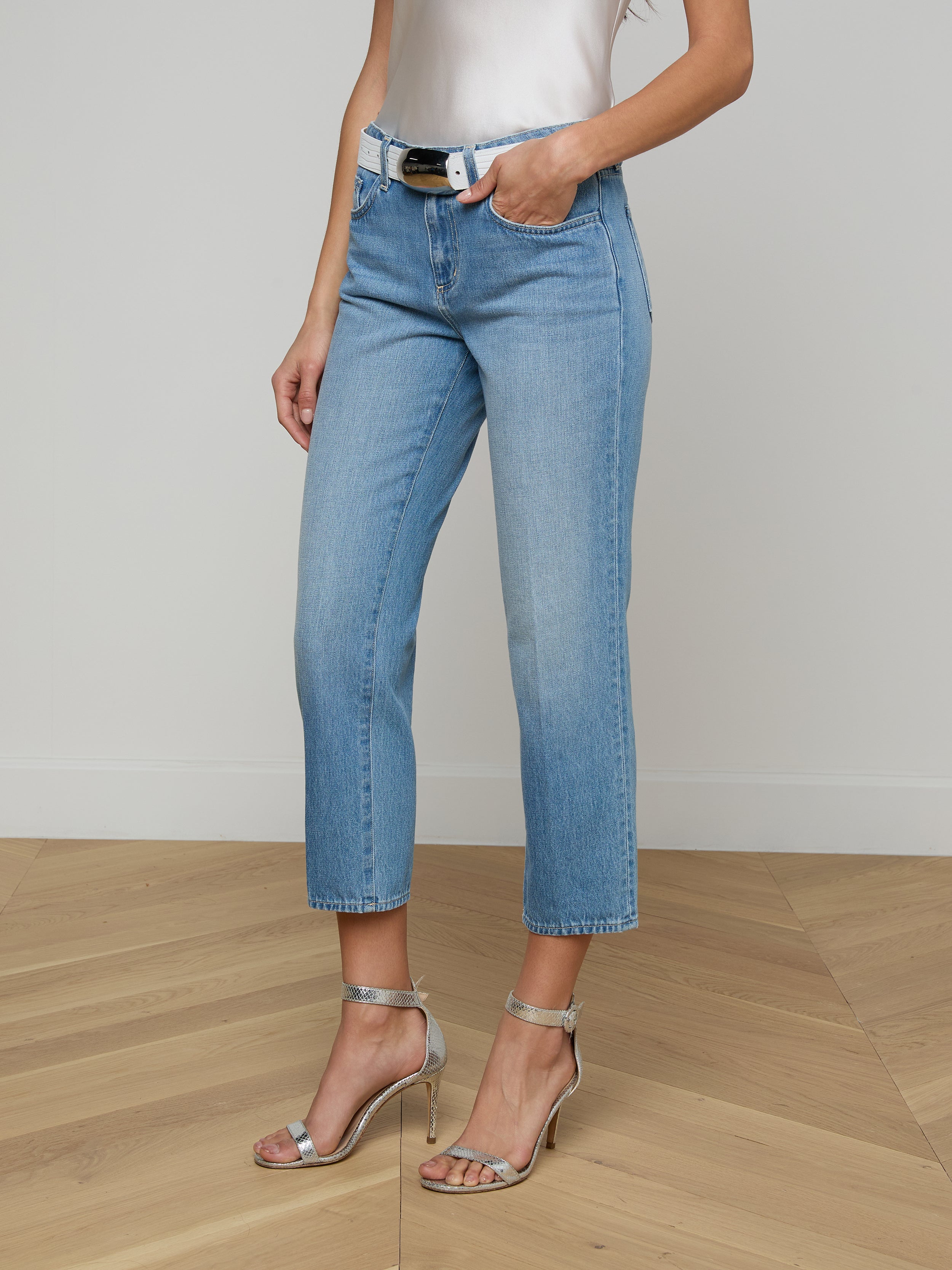 Thalina Cropped Stovepipe Jean In Bellflower