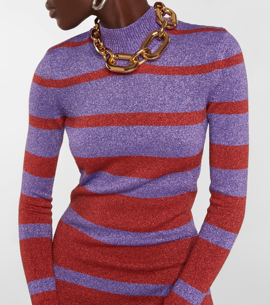 Rabanne Striped metallic knit maxi dress