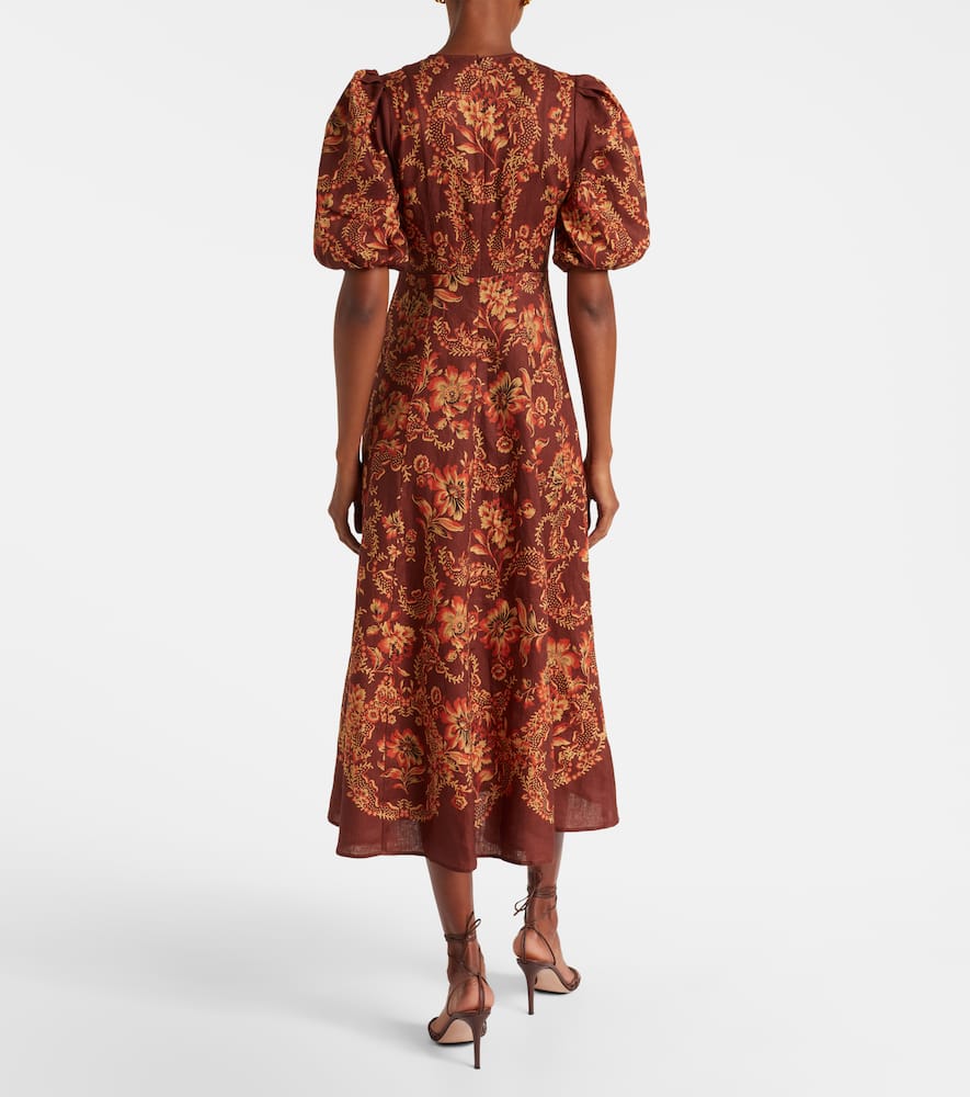 Alémais Seraphina printed linen midi dress