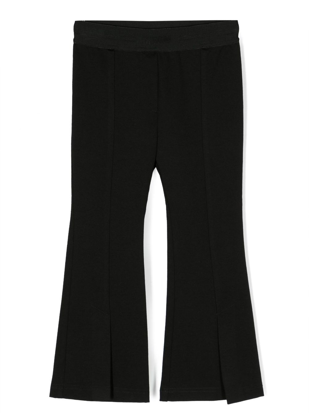 Elasticated-waist flared trousers - Black
