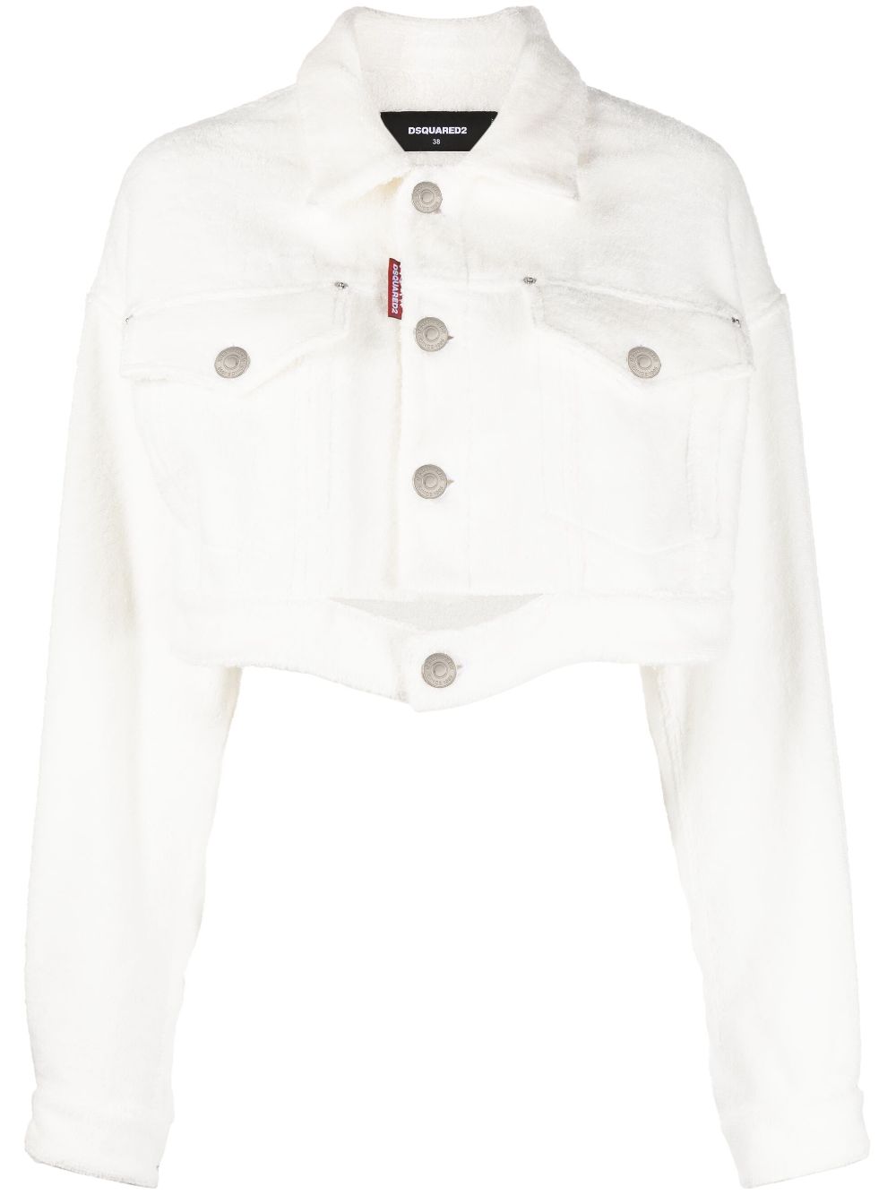 Cropped denim jacket - White