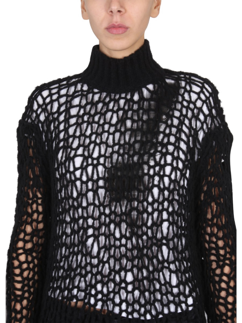 Ann Demeulemeester - high neck long sleeve knitwear