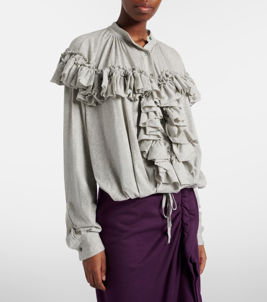 Ruffled cotton jersey blouse