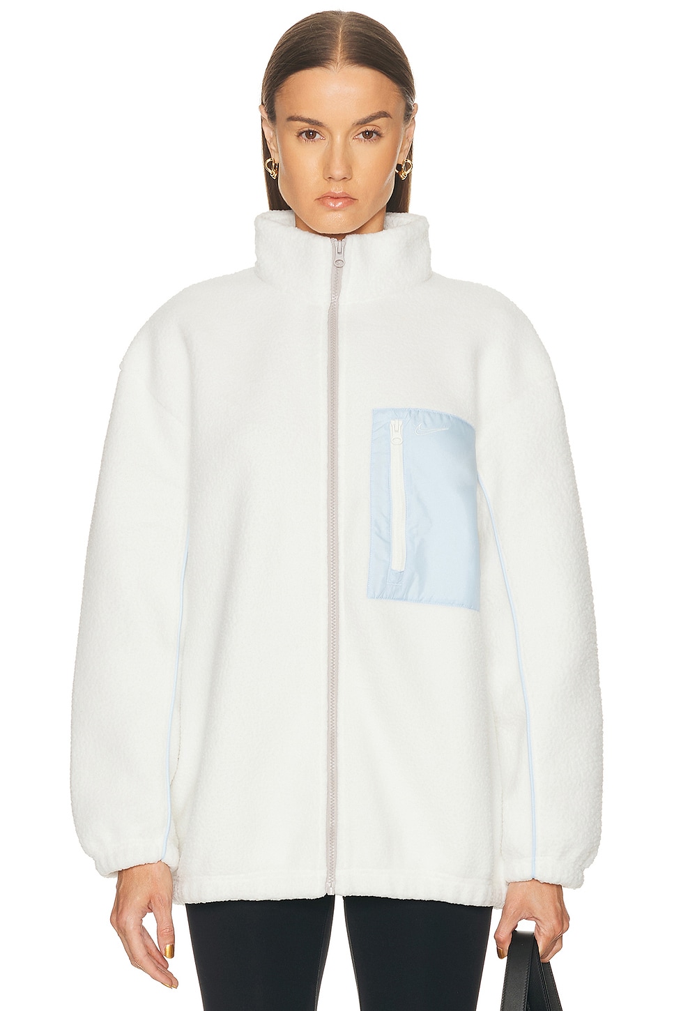 Nike Sherpa Logo Full Zip Jacket in Crea