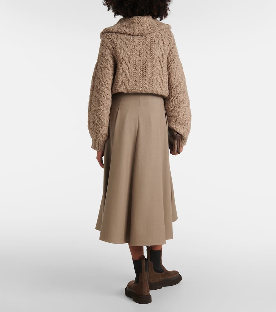 Wool midi skirt