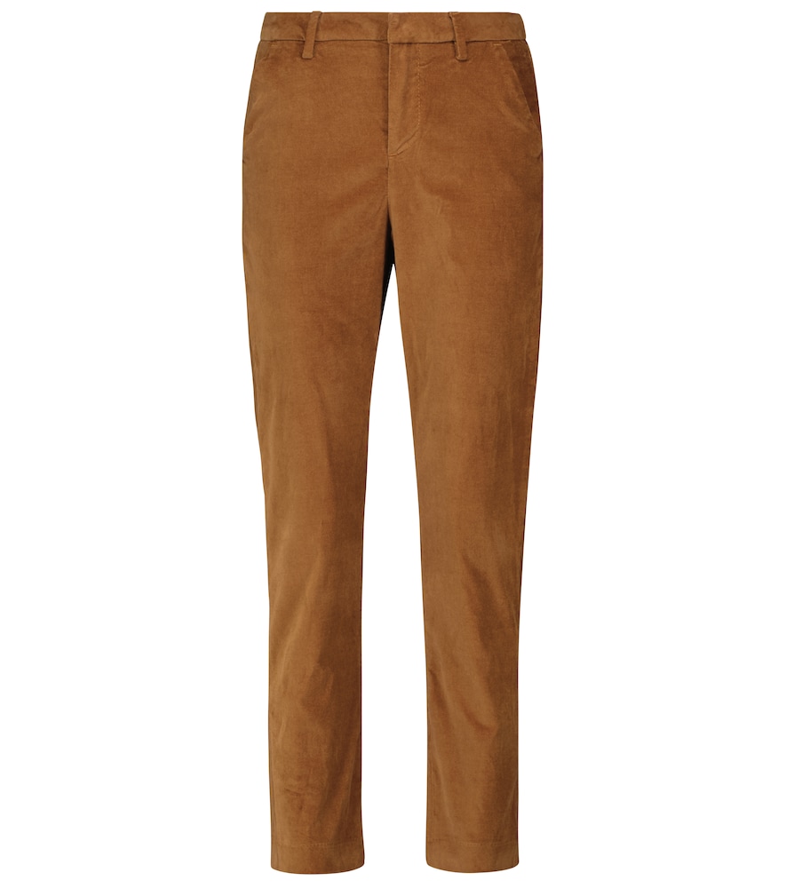 High-rise cotton-blend velvet pants