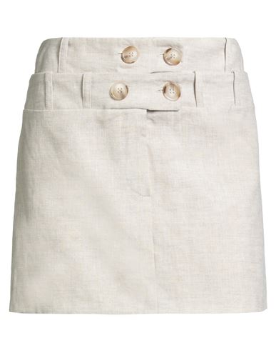 Woman Mini skirt Beige Size 2 Linen