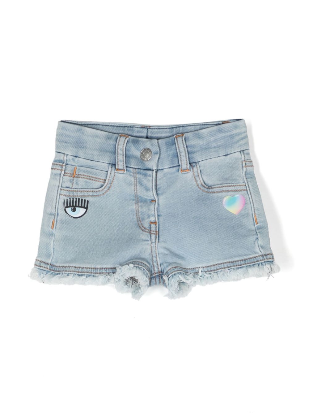 Eye Star-print denim shorts - Blue