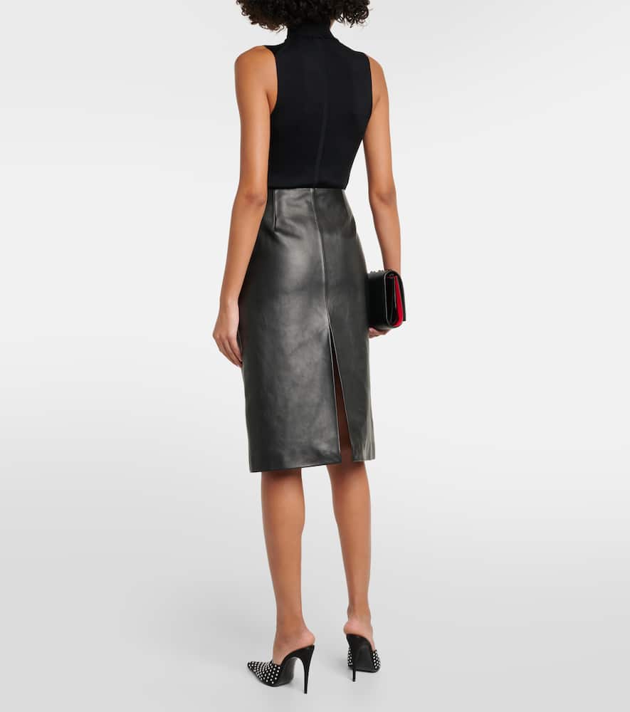 Leather midi skirt