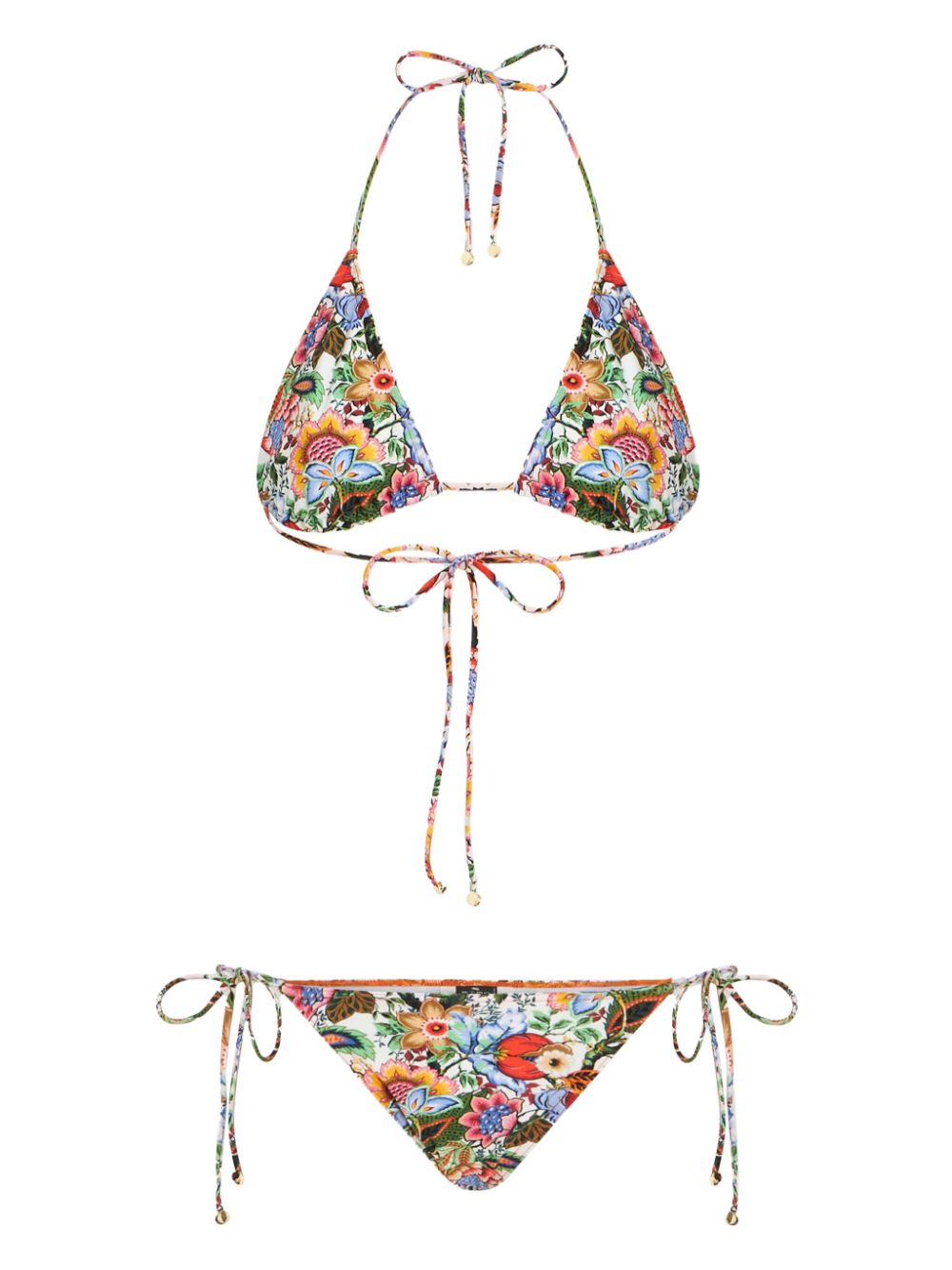 Bouquet-print bikini set - Green