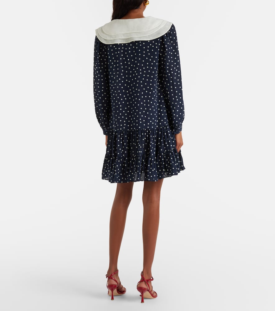 Valetta polka-dot silk crêpe minidress