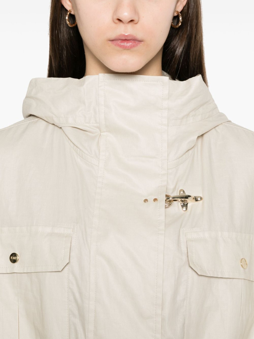 - Linen And Cotton Blend Parka Coat