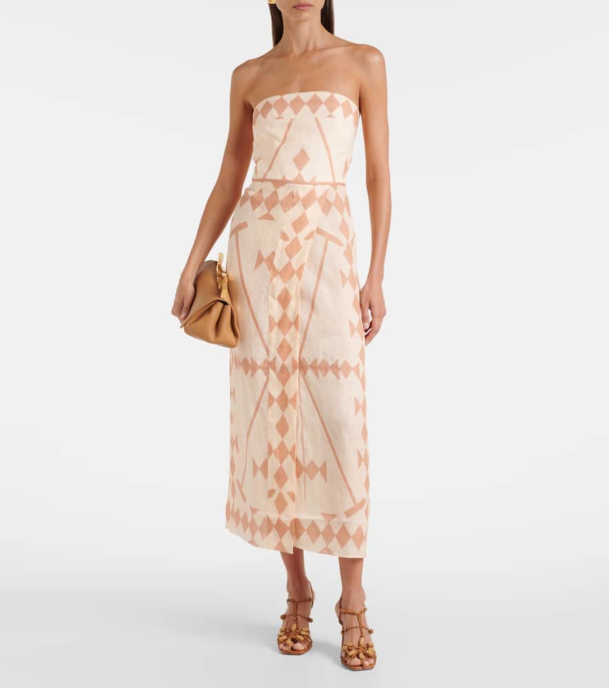 Printed linen maxi dress