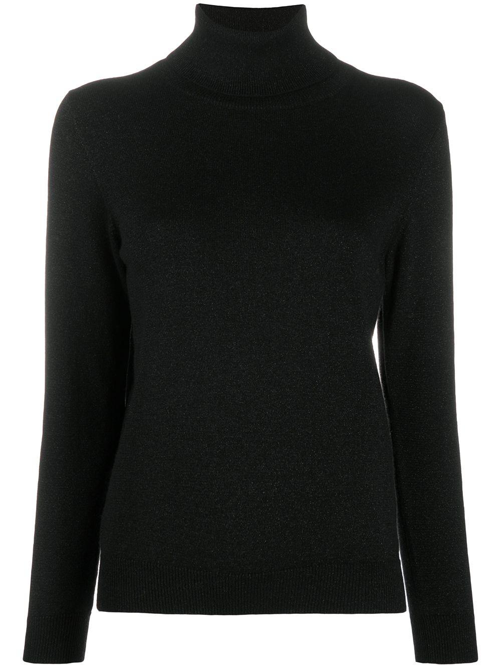 Cashmere fine knit jumper with roll neck - Black