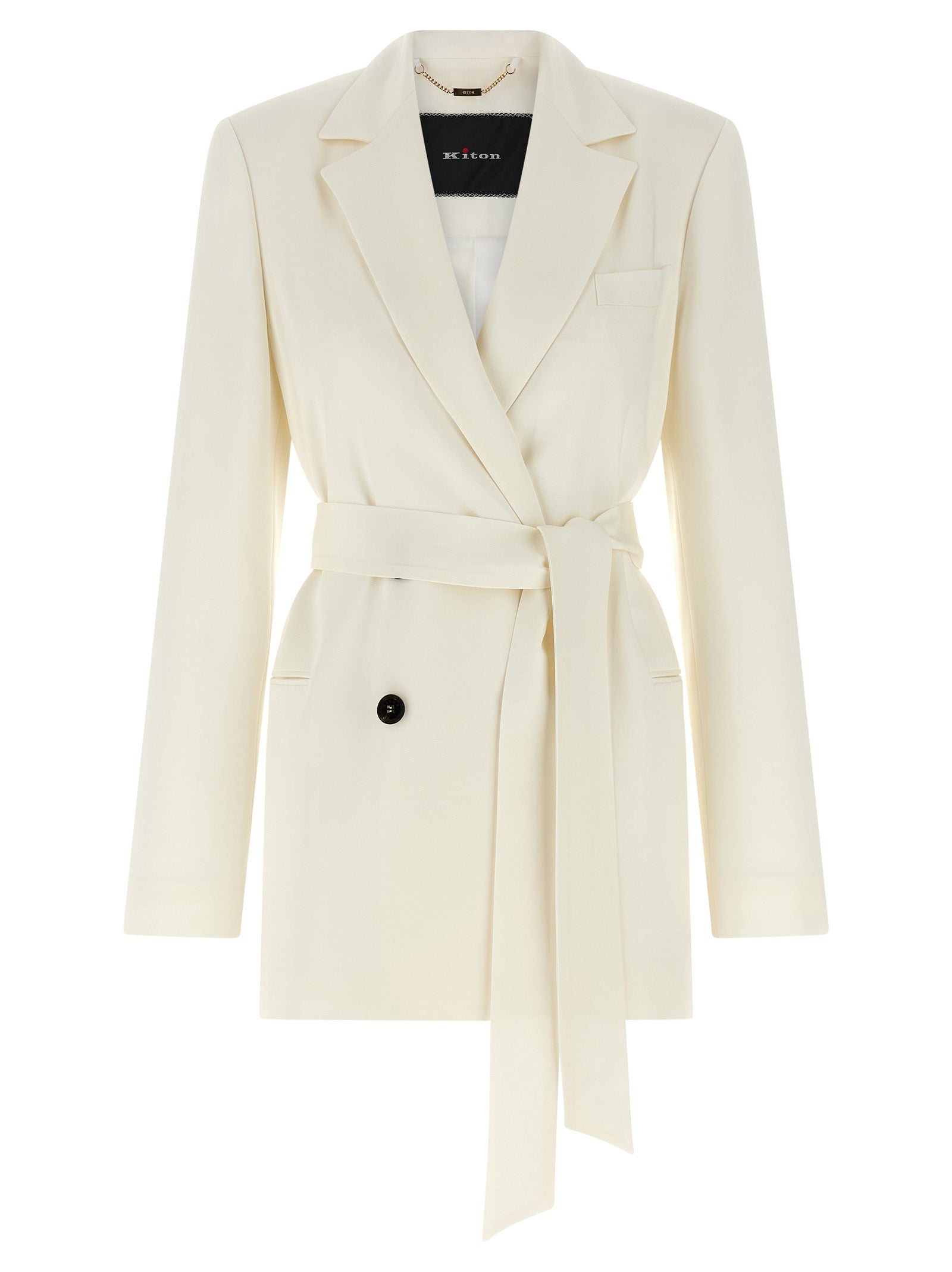 Silk Double-Breasted Blazer — White