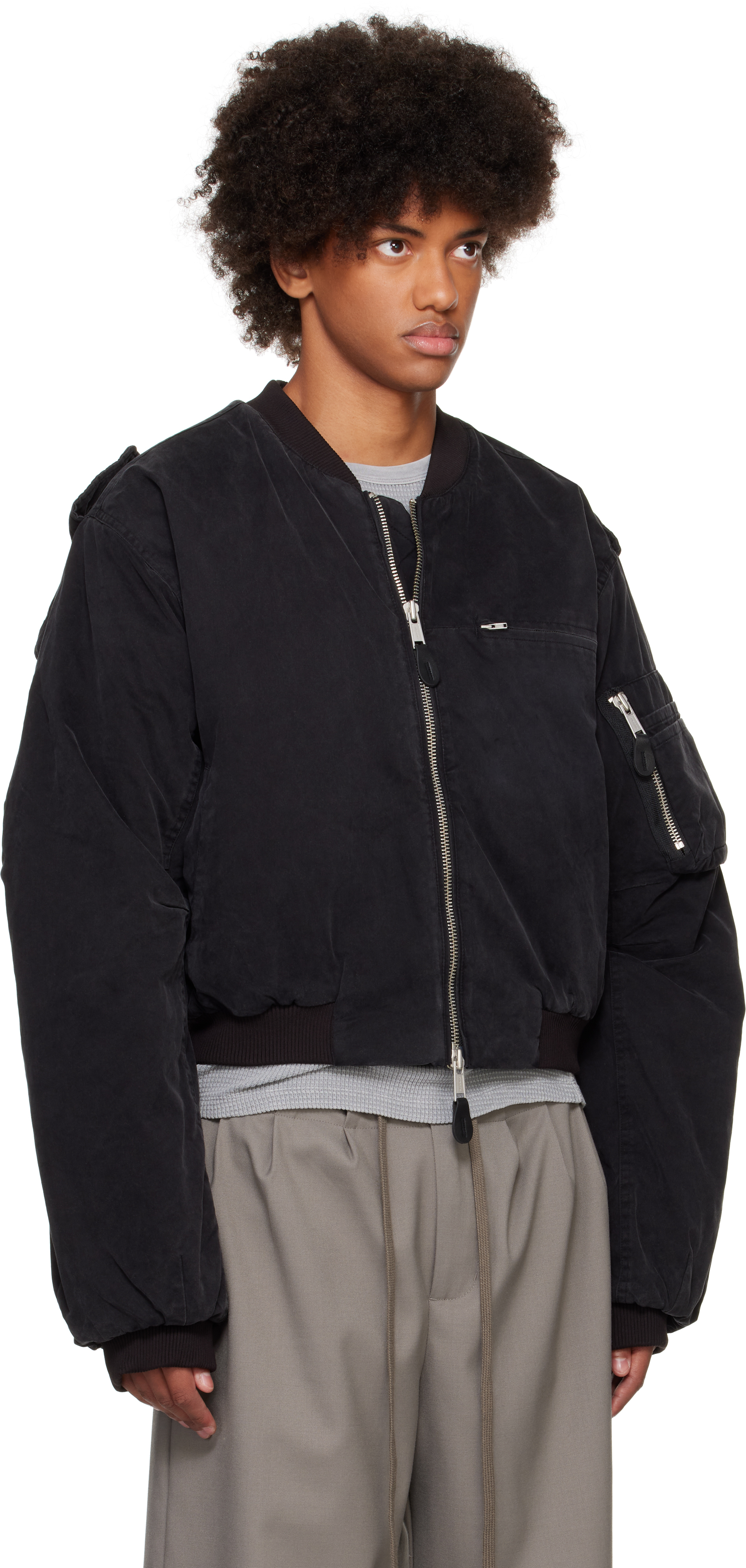 Entire Studios Black A-4 Bomber Jacket