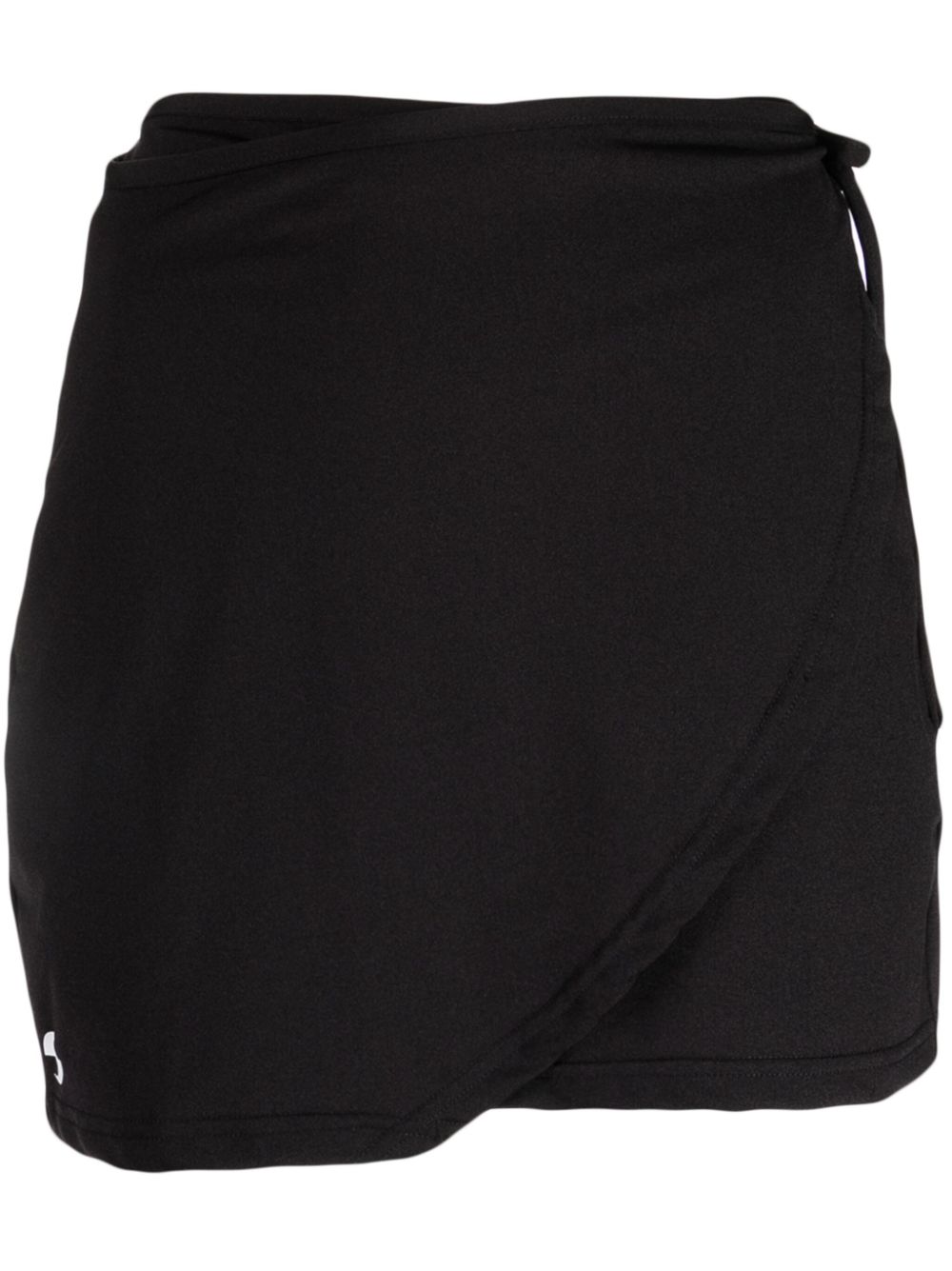 Wrap-design high-waisted miniskirt - Black