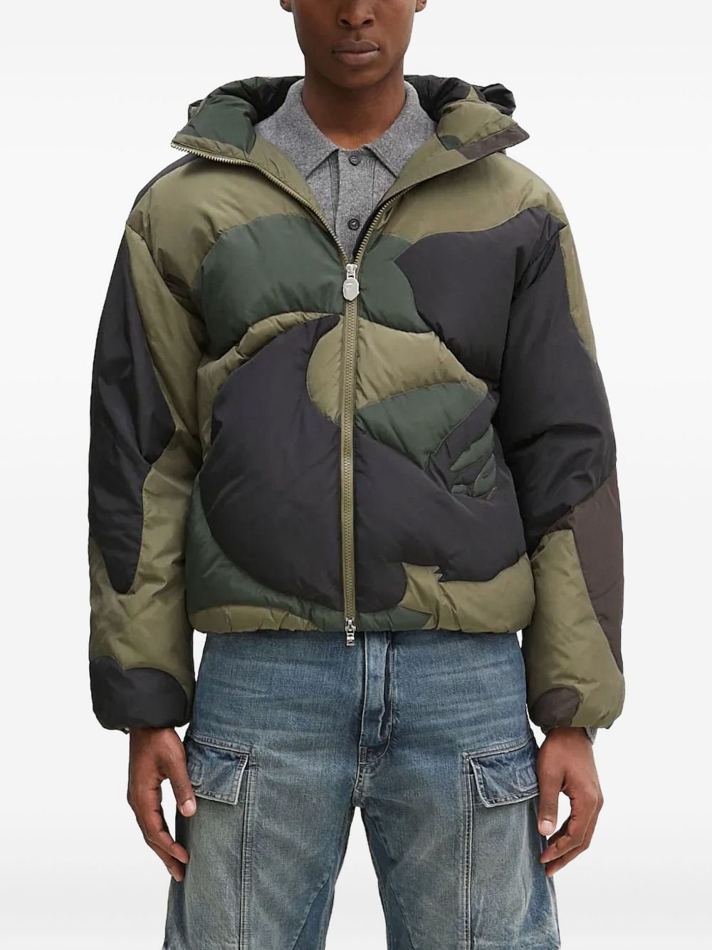 Camouflage-pattern quilted jacket - Green