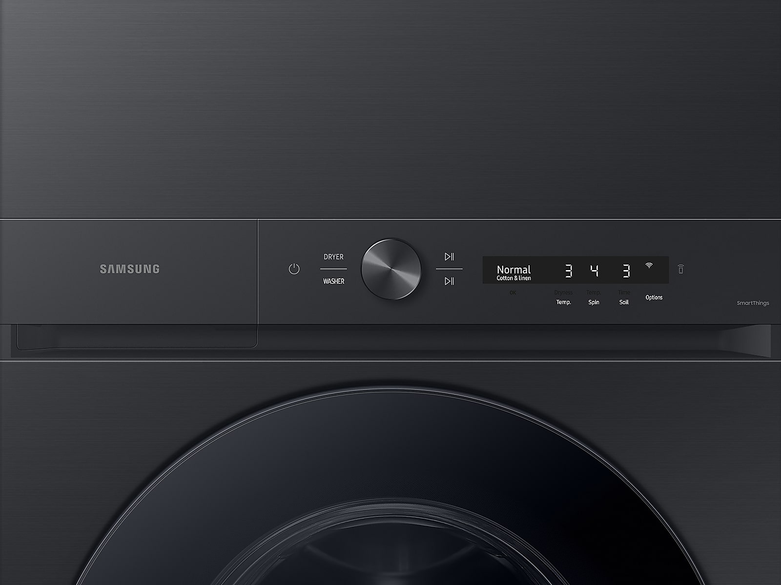 Bespoke 4.6 cu. ft. AI Laundry Hub™ Large Capacity Single Unit Washer with Flex Auto Dispense System and 7.6 cu. ft. Electric Dryer in Brushed Black