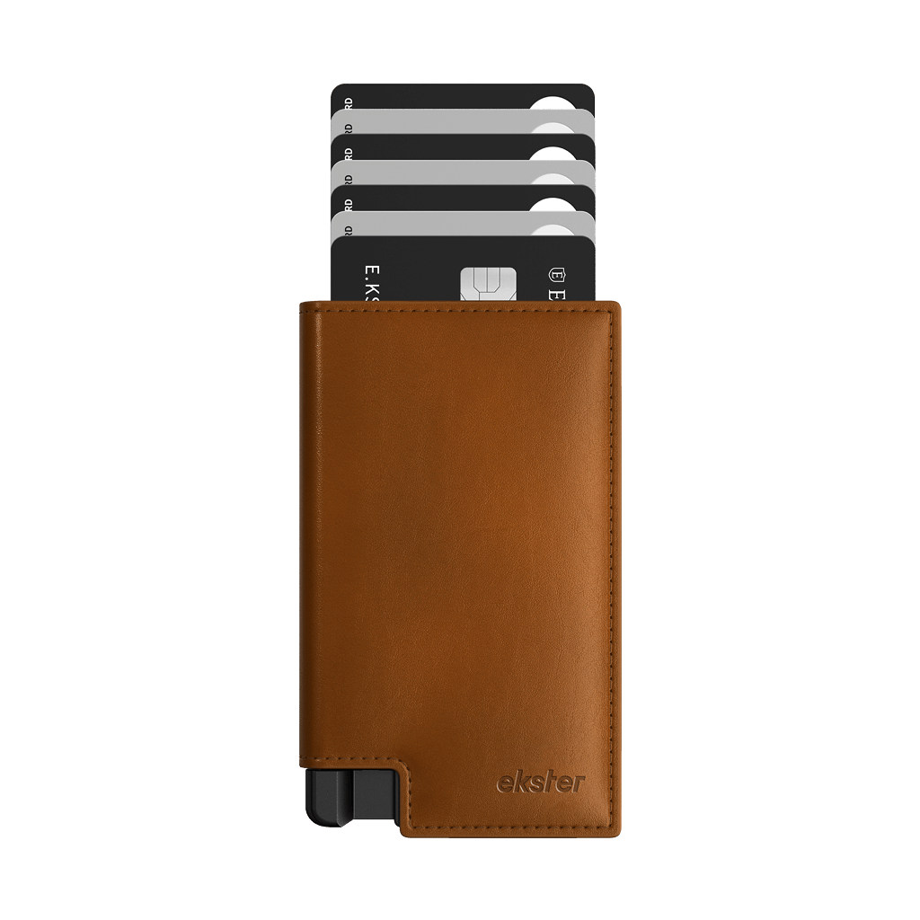 Men's Wallet - Perforated Brown Pro Premium Slim Men's Wallet Trackable Wallet Leather Smart Wallet RFID Blocking
