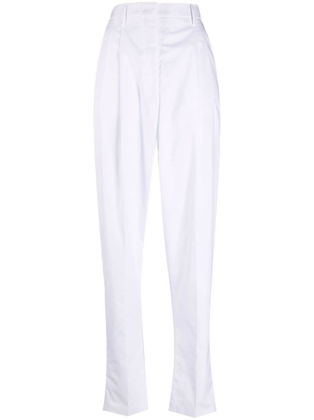 High-waisted tapered trousers - White
