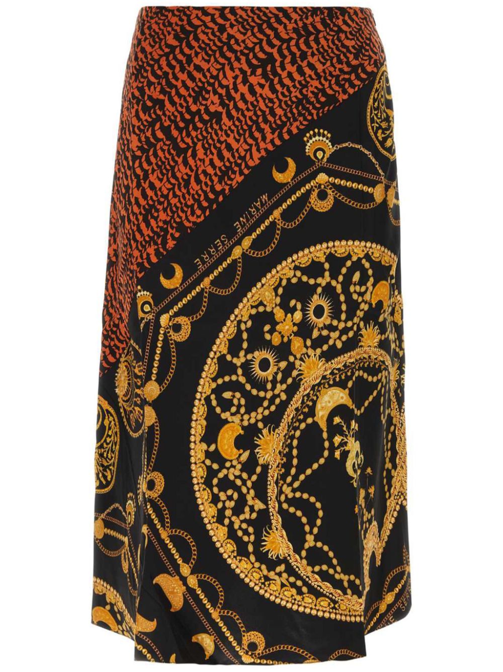 Regenerated jewellery-print silk skirt - Orange