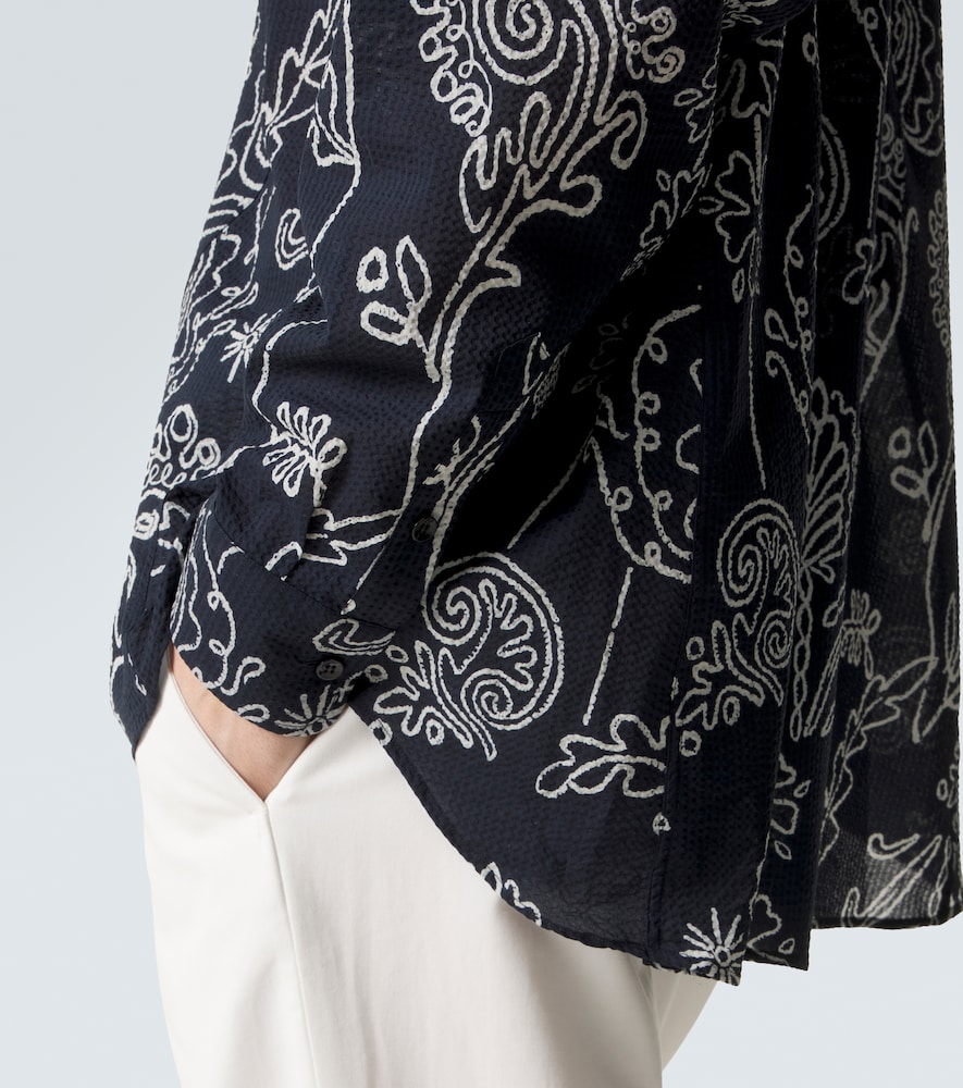 Printed cotton seersucker shirt
