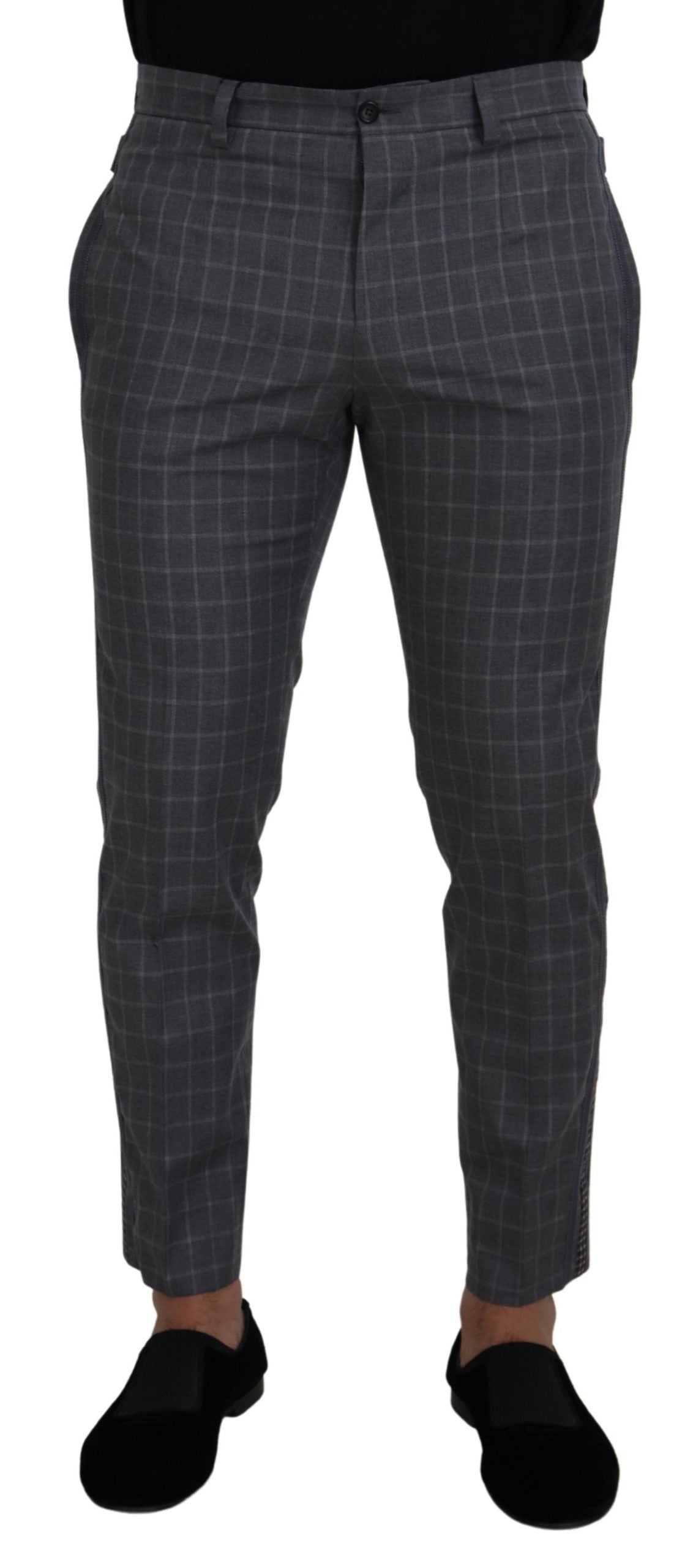 Cotton Checkered Chino — Gray