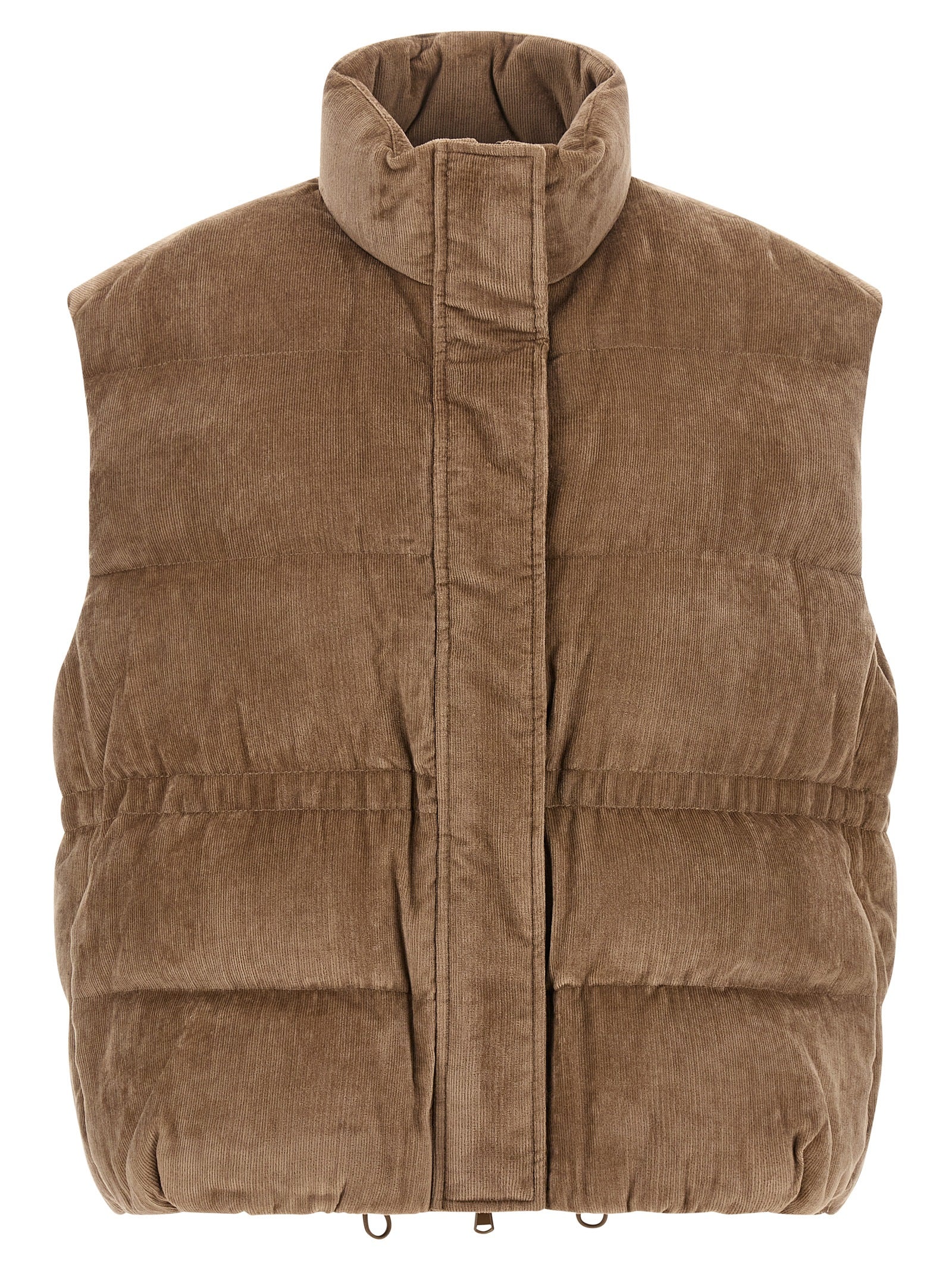 Corduroy Quilted Vest — Beige