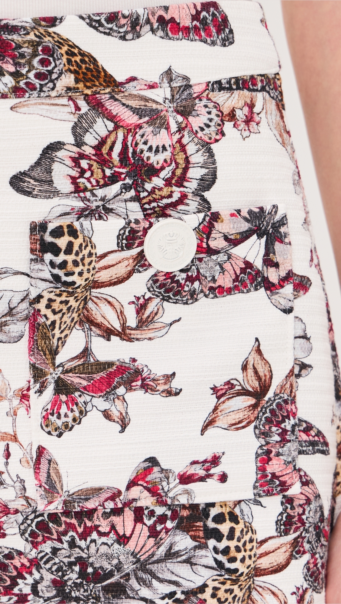Cyra Low Rise Mini Skirt White Multi Butterfly