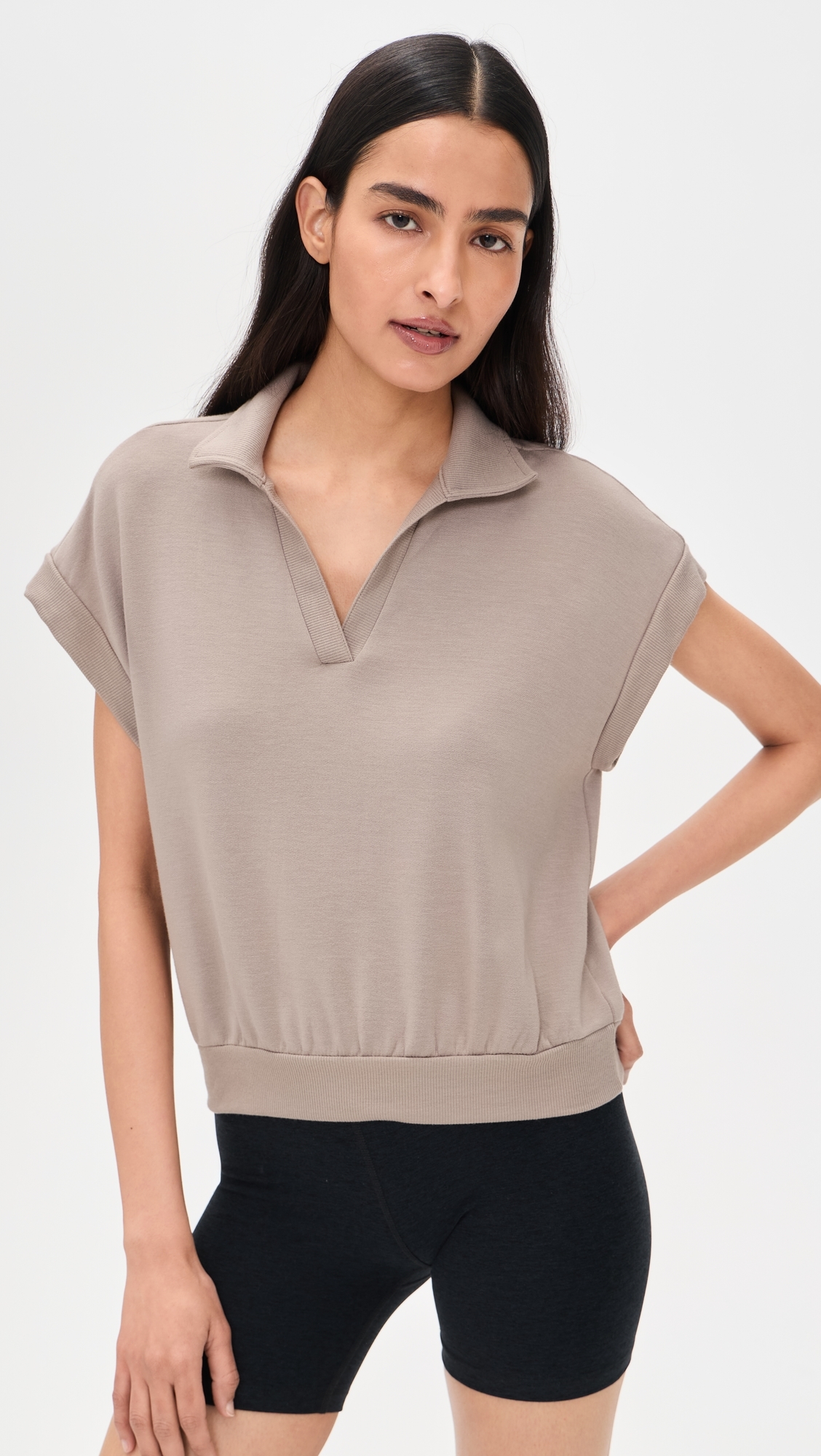 Evie Fleece Polo Latte
