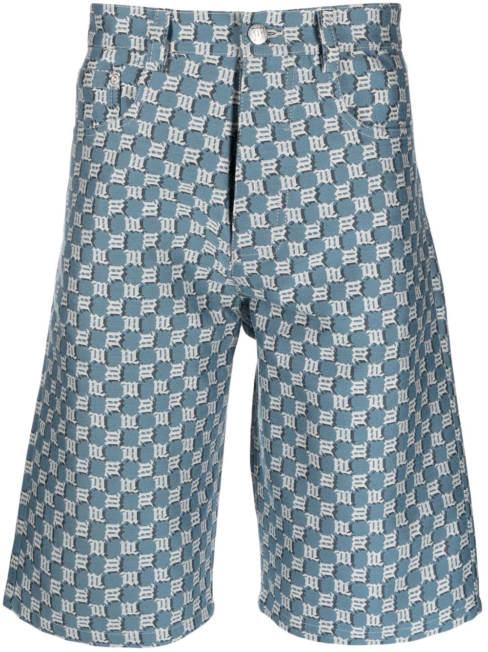 Logo-print denim shorts - Blue