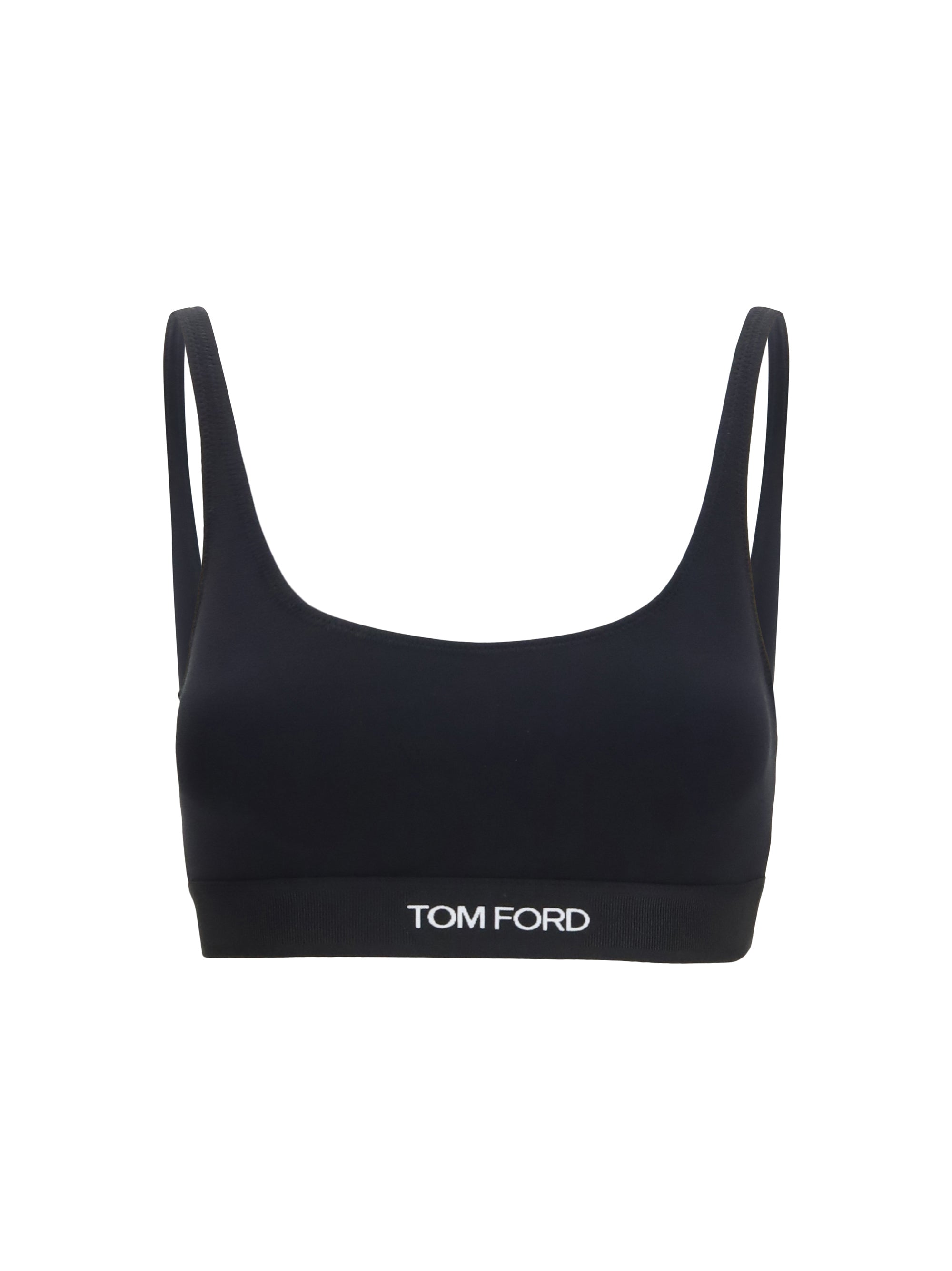 Logo-Embroidered Modal Sports Bra — Black