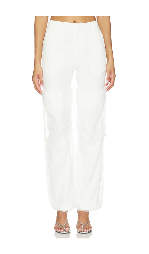 MARRKNULL Mesh Panel Long Pant in White. S. Also in XS