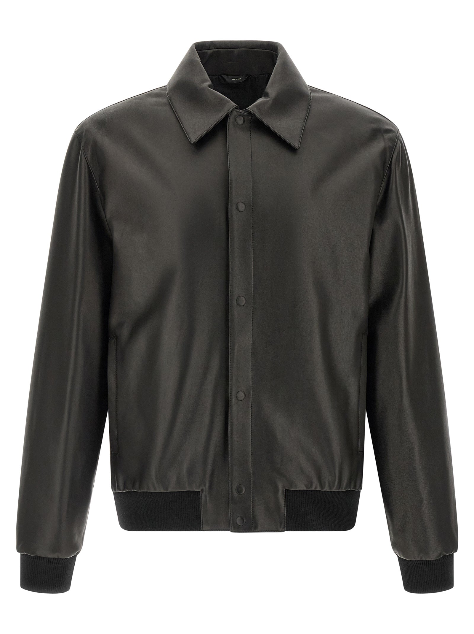 Lamb Leather Blouson Jacket — Black
