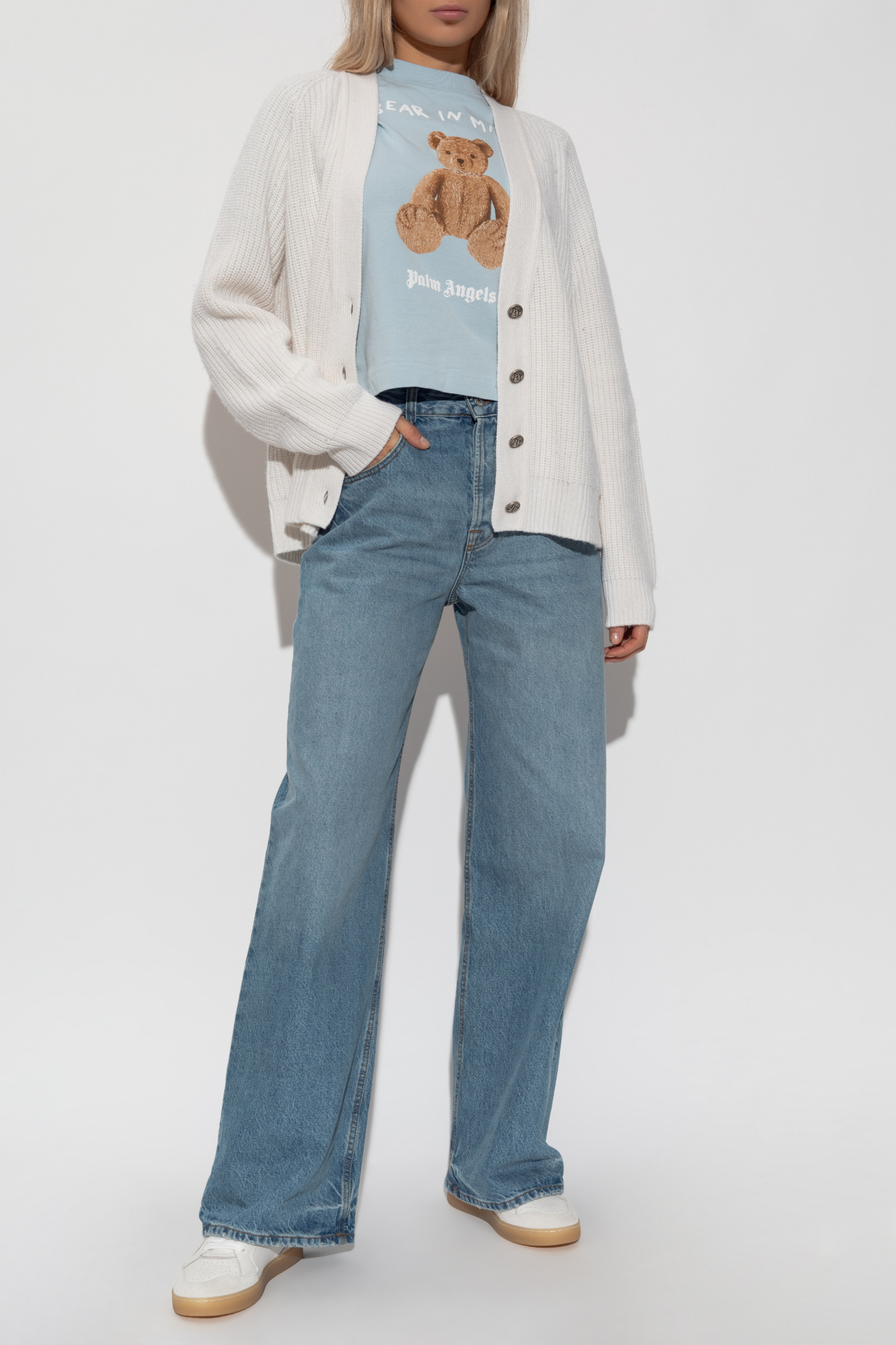 V-neck Cardigan, Women's, Cream