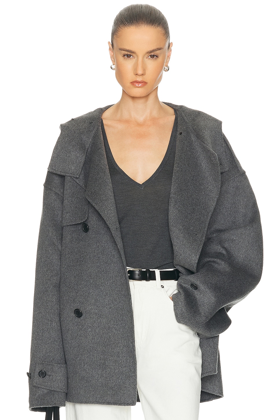 JW Anderson Oversized Peacoat in Charcoal Melange - NA. M also in