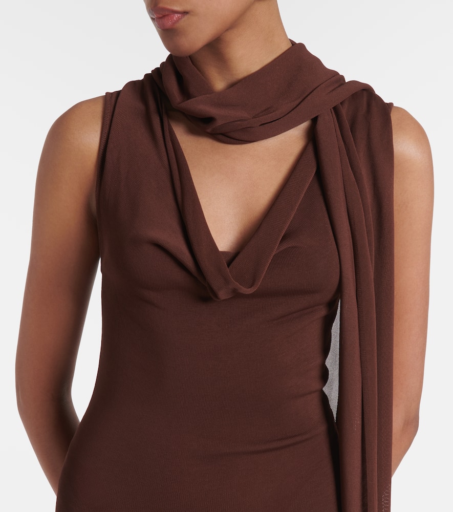 Scarf-detail draped maxi dress