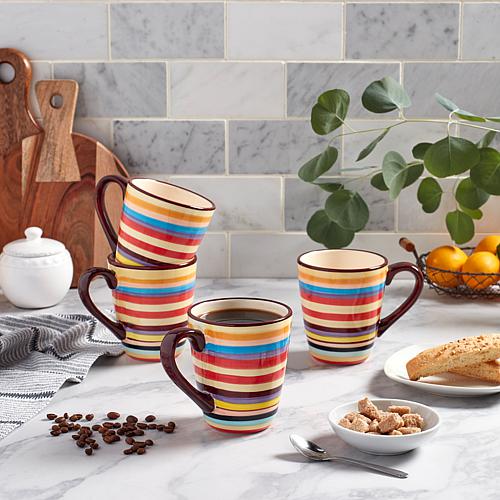 4-Piece Sedona Stripe Mug Set