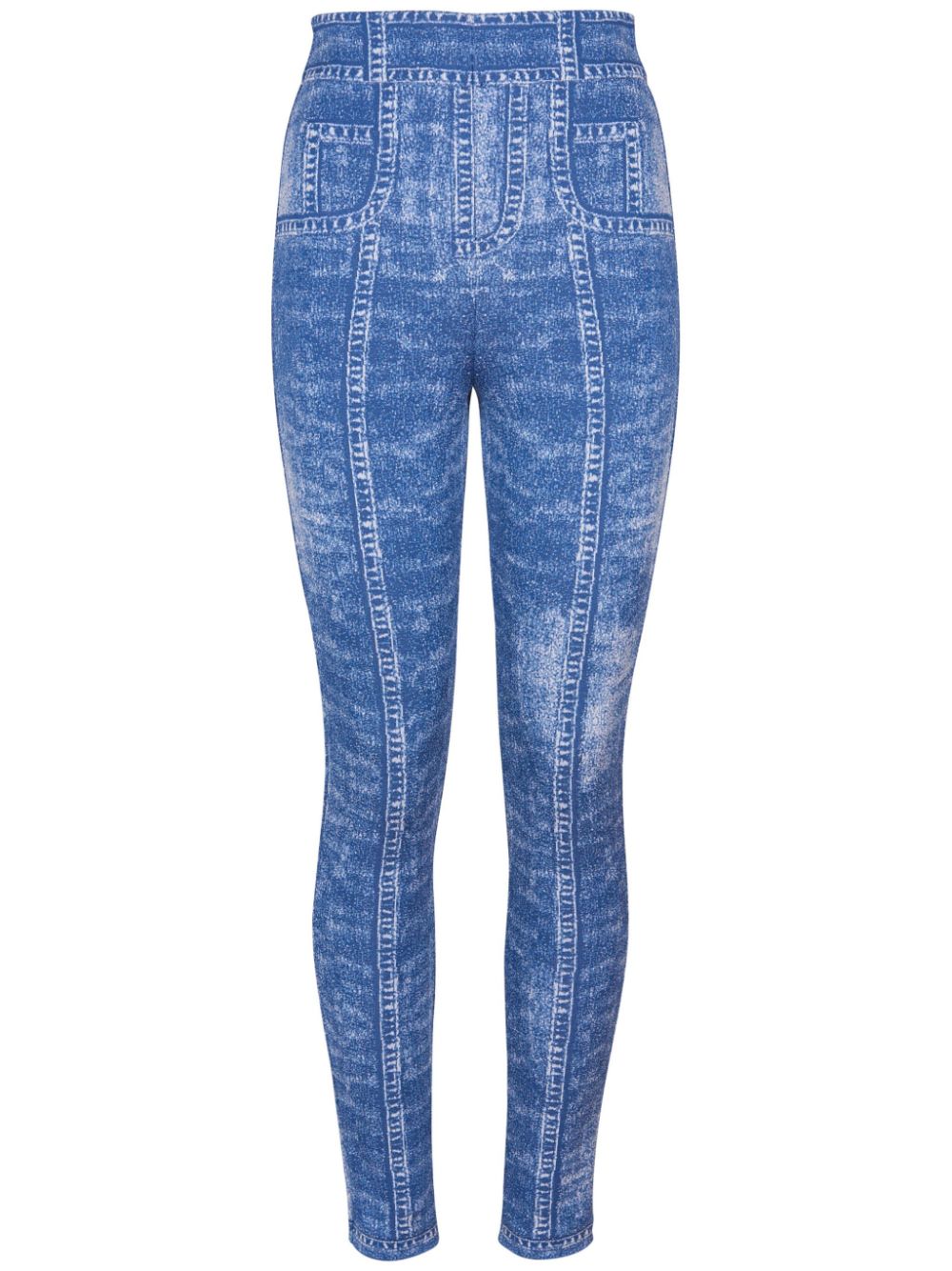 Monogram-jacquard leggings - Blue