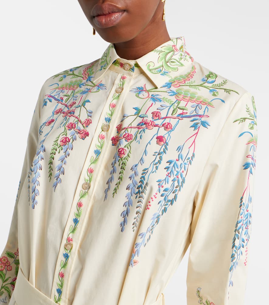 Belted printed cotton shirt dress